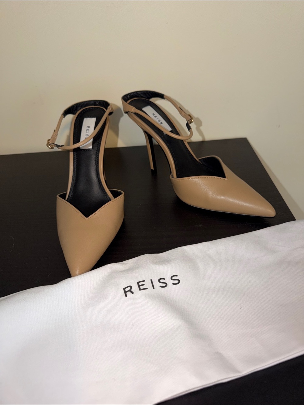 Reiss Tan Pointed-Toe Slingback Heels size 38